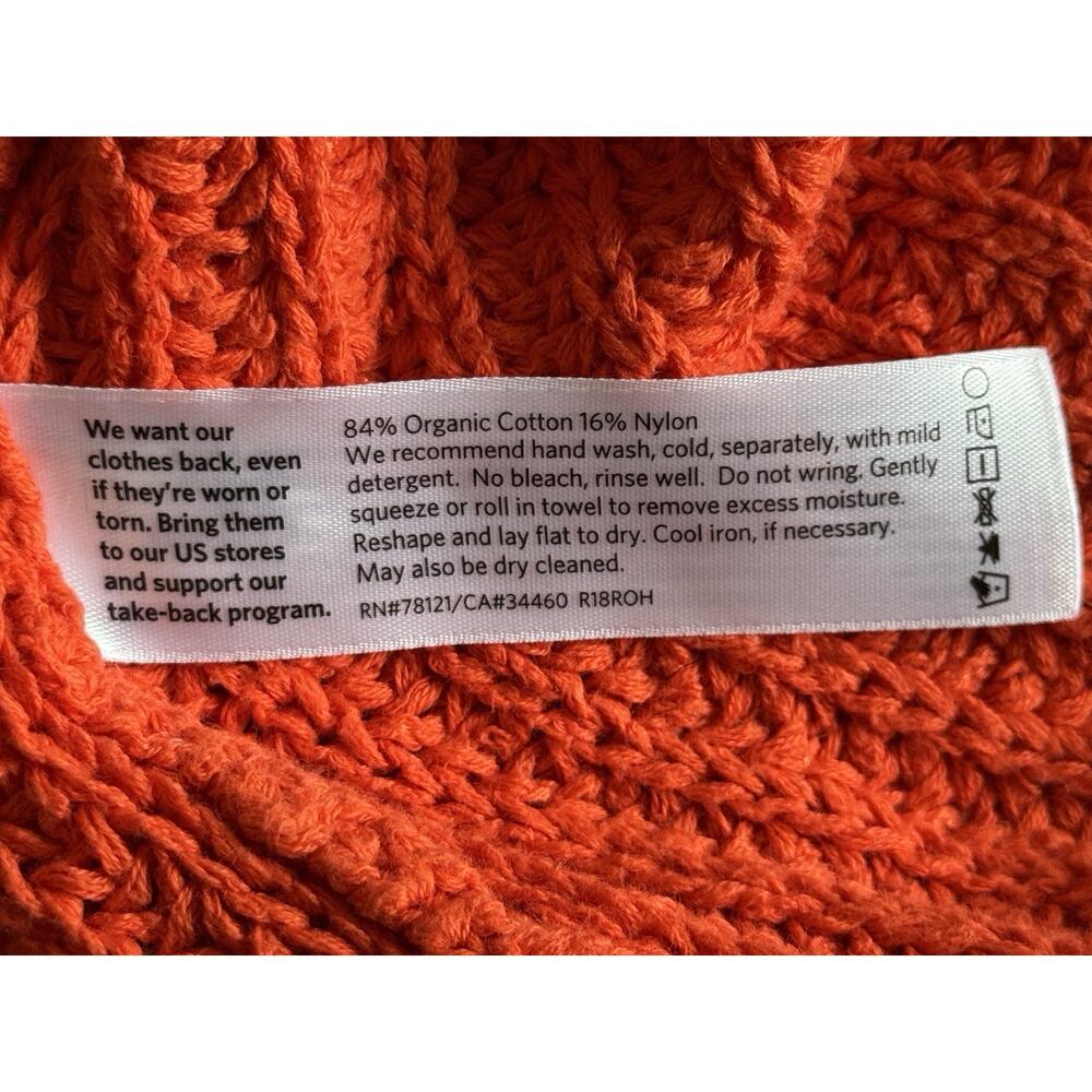 Eileen Fisher Orange Organic Cotton Chunky Oversized Cropped Boxy Sweater Size M - Picture 5 of 7